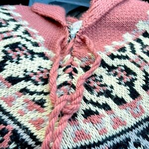 Free People High Life Fair Isle Poncho Boho Fringe Oversized Knit Shrug One Size